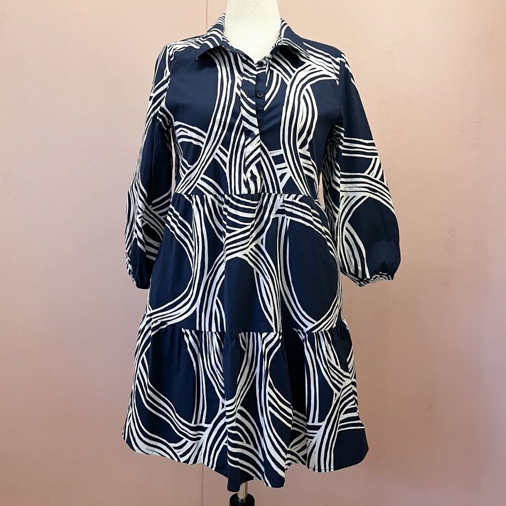 RACHEL ZOE Blue Knee Length Dress With Pockets Size M Casual Office Cotton